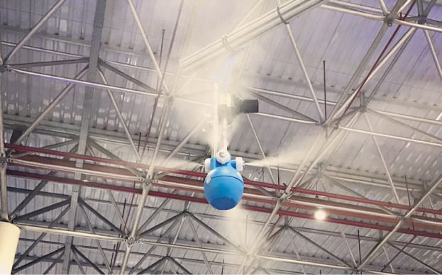 Imagem ilustrativa do nebulizador aéreo em uso